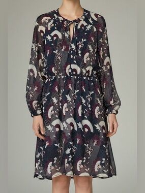 Lucky Brand Women's Floral Long Sleeve Keyhole Midi Dress Size XL